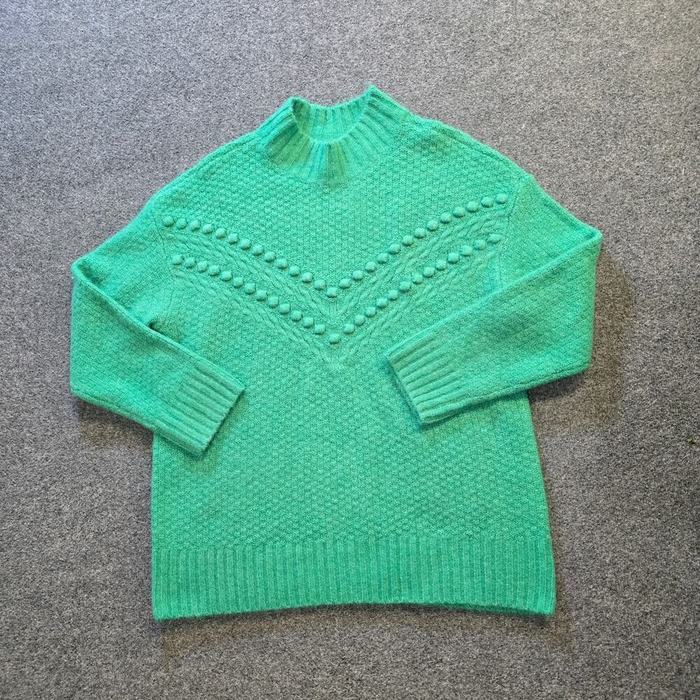 Talbots Sweater Women Size XL Green Chunky Cable Knit Long Sleeve Stretch Casual